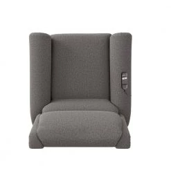 Bustle-Back Pewter Gray Fabric with Nailhead Trim Power Lift Recliner by ProLounger -DealsProLounger Store pewter gray prolounger recliners a177832 a0 1000