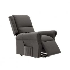 Bustle-Back Pewter Gray Fabric with Nailhead Trim Power Lift Recliner by ProLounger -DealsProLounger Store pewter gray prolounger recliners a177832 c3 1000