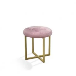 17 in. Pink Velvet Tufted Mid Century Accent Stool by ORE International