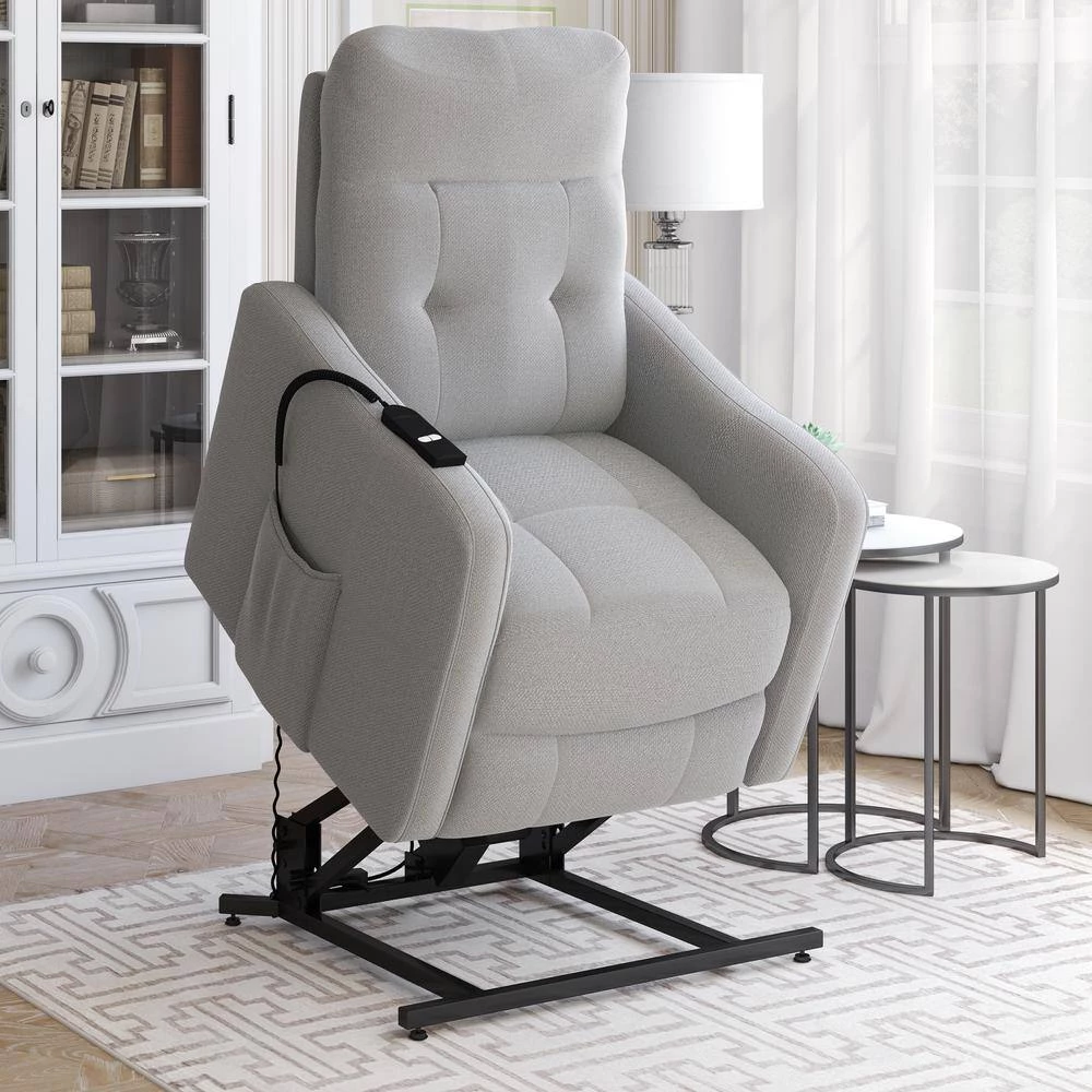 Platinum Gray Velour Fabric Power Recline and Lift Chair with Wired Remote by ProLounger 15 Platinum Gray Velour Fabric Power Recline and Lift Chair with Wired Remote by ProLounger - Image 13