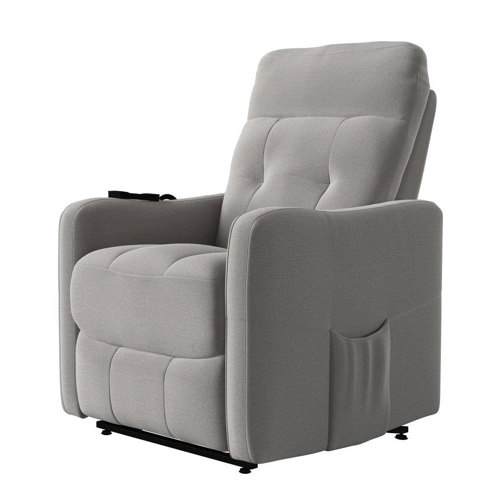 Platinum Gray Velour Fabric Power Recline and Lift Chair with Wired Remote by ProLounger 5 Platinum Gray Velour Fabric Power Recline and Lift Chair with Wired Remote by ProLounger - Image 3