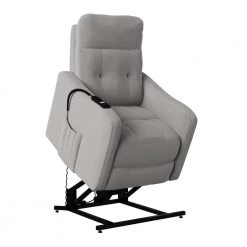 Platinum Gray Velour Fabric Power Recline and Lift Chair with Wired Remote by ProLounger