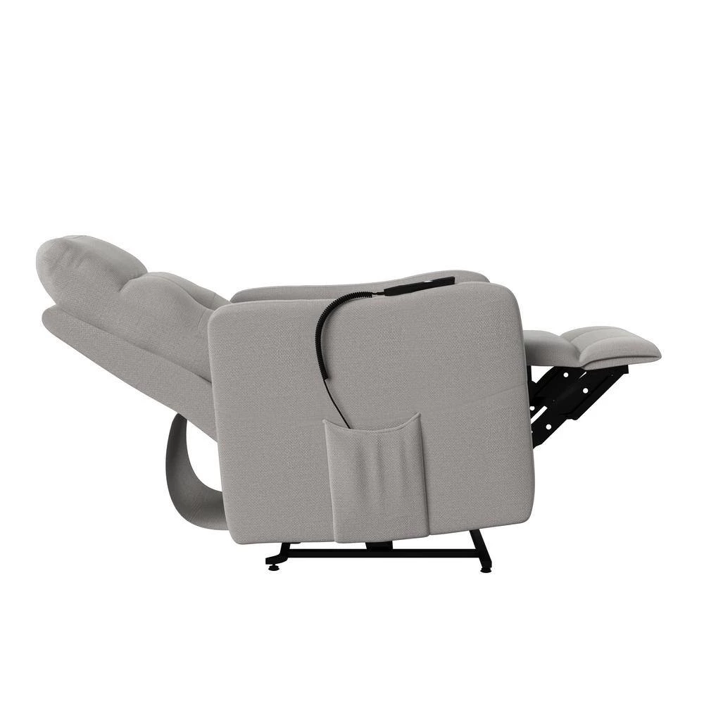Platinum Gray Velour Fabric Power Recline and Lift Chair with Wired Remote by ProLounger 8 Platinum Gray Velour Fabric Power Recline and Lift Chair with Wired Remote by ProLounger - Image 6