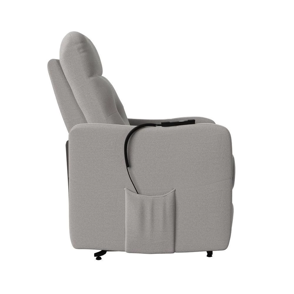 Platinum Gray Velour Fabric Power Recline and Lift Chair with Wired Remote by ProLounger 4 Platinum Gray Velour Fabric Power Recline and Lift Chair with Wired Remote by ProLounger - Image 2
