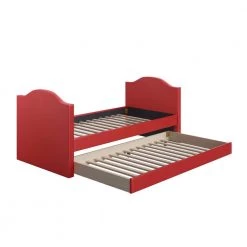 Estel Red Contemporary Upholstered Faux Leather Twin Size Daybed with Trundle by Boyd Sleep