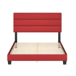 Luna Red Faux Leather Upholstered Full Platform Bed Frame with Slat System by Boyd Sleep -DealsProLounger Store red faux leather boyd sleep platform beds pmrd984db c3 1000