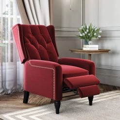 Wingback Ruby Red Velvet Pushback Recliner Chair by ProLounger -DealsProLounger Store ruby red prolounger recliners a152686 31 1000
