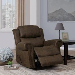 40 in. W Distressed Saddle Brown Faux Leather Rocking 3 Position Recliner by ProLounger -DealsProLounger Store saddle brown prolounger recliners rcl60 nks89 rk 31 1000