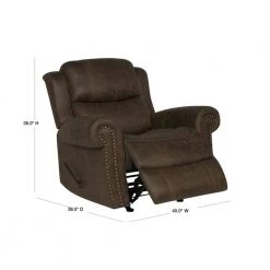 40 in. W Distressed Saddle Brown Faux Leather Rocking 3 Position Recliner by ProLounger -DealsProLounger Store saddle brown prolounger recliners rcl60 nks89 rk 40 1000