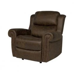 40 in. W Distressed Saddle Brown Faux Leather Rocking 3 Position Recliner by ProLounger -DealsProLounger Store saddle brown prolounger recliners rcl60 nks89 rk a0 1000