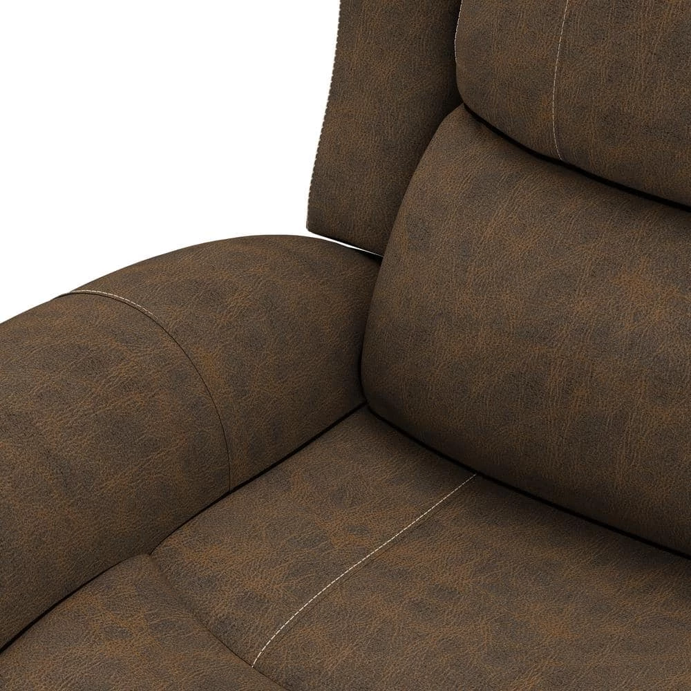 Distressed Saddle Brown Faux Leather 3-Seat Rolled Arm Wall Hugger Recliner Sofa by ProLounger 9 Distressed Saddle Brown Faux Leather 3-Seat Rolled Arm Wall Hugger Recliner Sofa by ProLounger - Image 7