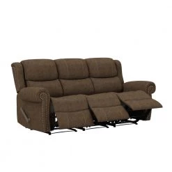 Distressed Saddle Brown Faux Leather 3-Seat Rolled Arm Wall Hugger Recliner Sofa by ProLounger