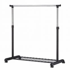 68 in. Silver Chrome/Black Garment Rack with Wheels by ORE International