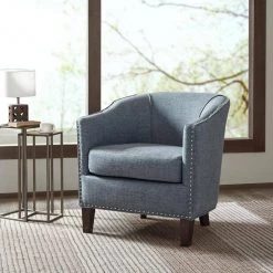 Emery Slate Blue Barrel Arm Chair by Madison Park -DealsProLounger Store slate blue madison park accent chairs fpf18 0494 31 1000
