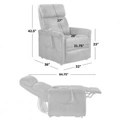 Modern Style in Slate Gray Suede-like Fabric with Round Arms Power Recline and Lift Chair by ProLounger 20 Modern Style in Slate Gray Suede-like Fabric with Round Arms Power Recline and Lift Chair by ProLounger -DealsProLounger Store slate gray prolounger recliners a159517 1d 1000