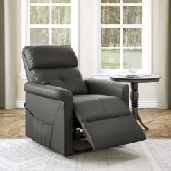 Modern Style in Slate Gray Suede-like Fabric with Round Arms Power Recline and Lift Chair by ProLounger 29 Modern Style in Slate Gray Suede-like Fabric with Round Arms Power Recline and Lift Chair by ProLounger -DealsProLounger Store slate gray prolounger recliners a159517 31 1000