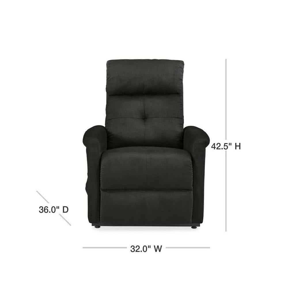 Modern Style in Slate Gray Suede-like Fabric with Round Arms Power Recline and Lift Chair by ProLounger 5 Modern Style in Slate Gray Suede-like Fabric with Round Arms Power Recline and Lift Chair by ProLounger - Image 3