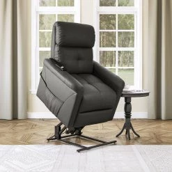 Modern Style in Slate Gray Suede-like Fabric with Round Arms Power Recline and Lift Chair by ProLounger 23 Modern Style in Slate Gray Suede-like Fabric with Round Arms Power Recline and Lift Chair by ProLounger -DealsProLounger Store slate gray prolounger recliners a159517 c3 1000