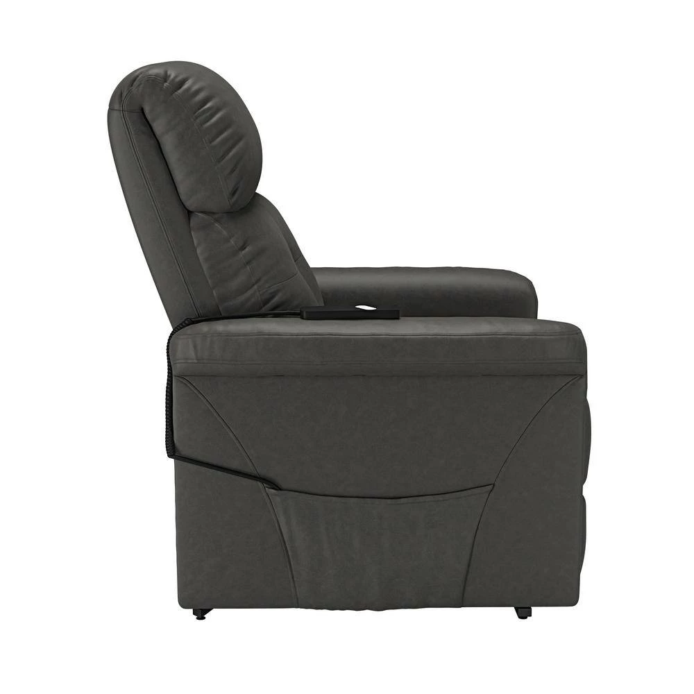 Modern Style in Slate Gray Suede-like Fabric with Round Arms Power Recline and Lift Chair by ProLounger 4 Modern Style in Slate Gray Suede-like Fabric with Round Arms Power Recline and Lift Chair by ProLounger - Image 2