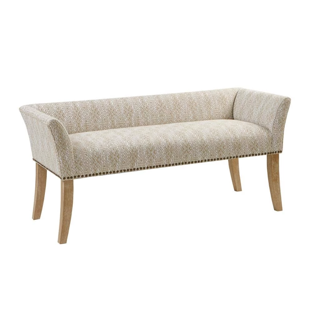Antonio Taupe Multi Flared Arms Accent Bench 23"H x 49.5"W x 19.25"D by Madison Park 4 Antonio Taupe Multi Flared Arms Accent Bench 23"H x 49.5"W x 19.25"D by Madison Park - Image 2