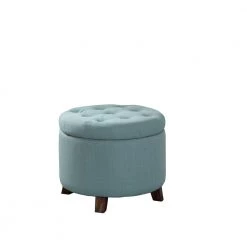 20.25 in. Teal Green Tufted Storage Ottoman with Legs by ORE International