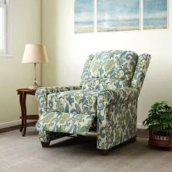 Round Arm Turquoise Green Multi-Floral Garden Inspired Print Fabric Push Back Recliner by ProLounger -DealsProLounger Store turquoise green multi floral garden inspired print prolounger recliners a193245 31 1000