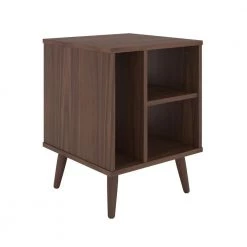 Willis Mid-Century Modern 3-Shelf Walnut Nightstand (20.5 in. H x 15.5 in. W x 15.5 in. D) by Boyd Sleep