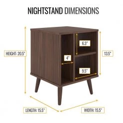 Willis Mid-Century Modern 3-Shelf Walnut Nightstand (20.5 in. H x 15.5 in. W x 15.5 in. D) by Boyd Sleep -DealsProLounger Store walnut boyd sleep nightstands amwwt660nt c3 1000