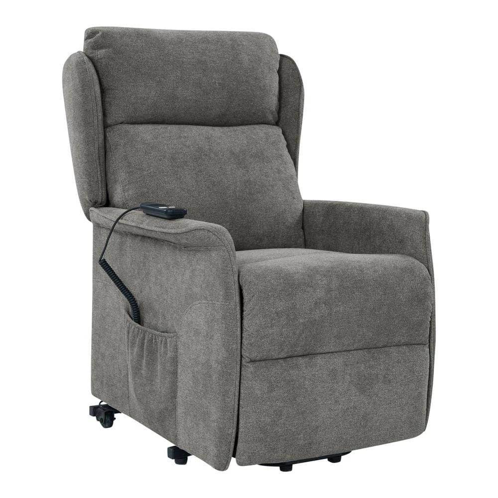 Classic Warm Gray Chenille Power Recline and Lift Wingback Chair by ProLounger 11 Classic Warm Gray Chenille Power Recline and Lift Wingback Chair by ProLounger - Image 9
