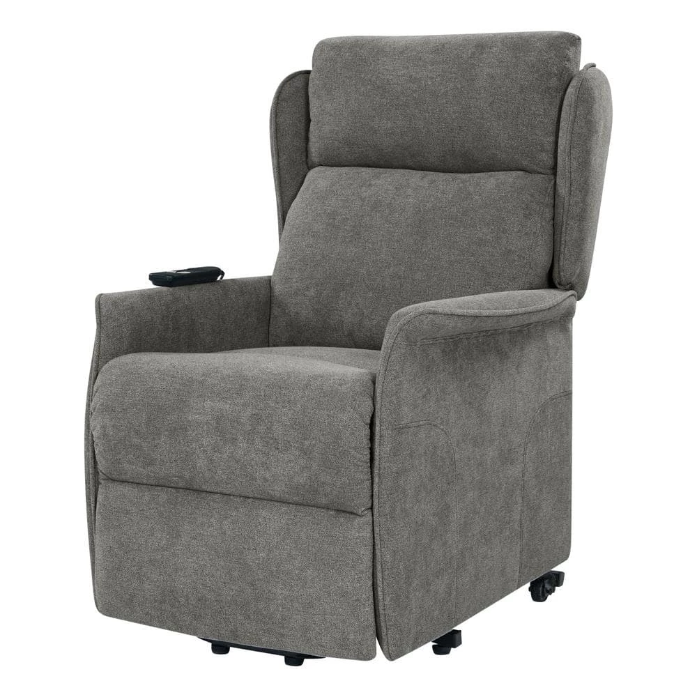 Classic Warm Gray Chenille Power Recline and Lift Wingback Chair by ProLounger 5 Classic Warm Gray Chenille Power Recline and Lift Wingback Chair by ProLounger - Image 3