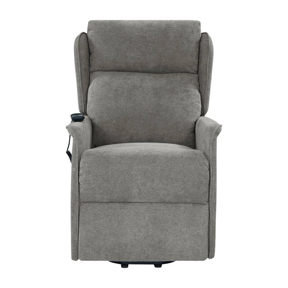 Classic Warm Gray Chenille Power Recline and Lift Wingback Chair by ProLounger 10 Classic Warm Gray Chenille Power Recline and Lift Wingback Chair by ProLounger - Image 8