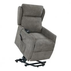 Classic Warm Gray Chenille Power Recline and Lift Wingback Chair by ProLounger