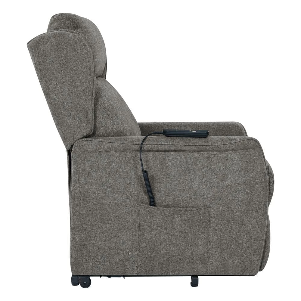 Classic Warm Gray Chenille Power Recline and Lift Wingback Chair by ProLounger 4 Classic Warm Gray Chenille Power Recline and Lift Wingback Chair by ProLounger - Image 2