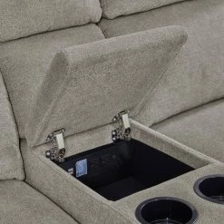 Warm Gray Chenille Recliner Sofa with Storage Console and USB Ports (3-Seat) by ProLounger -DealsProLounger Store warm gray prolounger sofas couches rcl53 brm16 3sc 44 1000