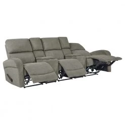 Warm Gray Chenille Recliner Sofa with Storage Console and USB Ports (3-Seat) by ProLounger