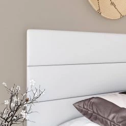 Vivian Faux Leather White Queen Upholstered Platform Bed Frame by Boyd Sleep -DealsProLounger Store white boyd sleep panel beds npwh934qn 1d 1000