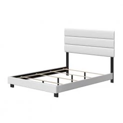 Vivian Faux Leather White Queen Upholstered Platform Bed Frame by Boyd Sleep -DealsProLounger Store white boyd sleep panel beds npwh934qn fa 1000