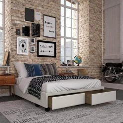 Beverly White with Storage Drawers Upholstered Full Platform Bed Frame by Boyd Sleep -DealsProLounger Store white boyd sleep panel beds parwt978db 31 1000