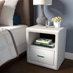 Vivian in White with Drawers Faux Leather Upholstered Nightstand by Boyd Sleep 9 Vivian in White with Drawers Faux Leather Upholstered Nightstand by Boyd Sleep -DealsProLounger Store white faux leather boyd sleep nightstands lonswh157 40 1000