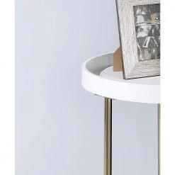 18.5 in. x 21.75 in. White Round Wood Edie Mid-Century Lipped Edge Side Table with Copper Legs by ORE International 11 18.5 in. x 21.75 in. White Round Wood Edie Mid-Century Lipped Edge Side Table with Copper Legs by ORE International -DealsProLounger Store white ore international end side tables ff 2058wh c3 1000