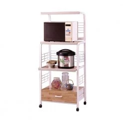 60 in. White Kitchen Cart with Outlet by ORE International -DealsProLounger Store white ore international kitchen carts g571w c3 1000