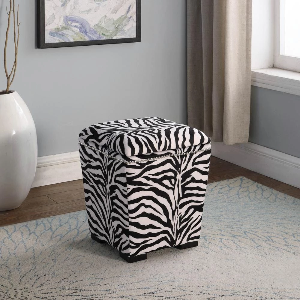 19.5 in. Zebra Storage Ottoman by ORE International 8 19.5 in. Zebra Storage Ottoman by ORE International - Image 6