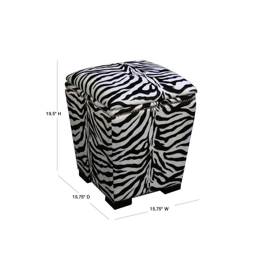 19.5 in. Zebra Storage Ottoman by ORE International 5 19.5 in. Zebra Storage Ottoman by ORE International - Image 3