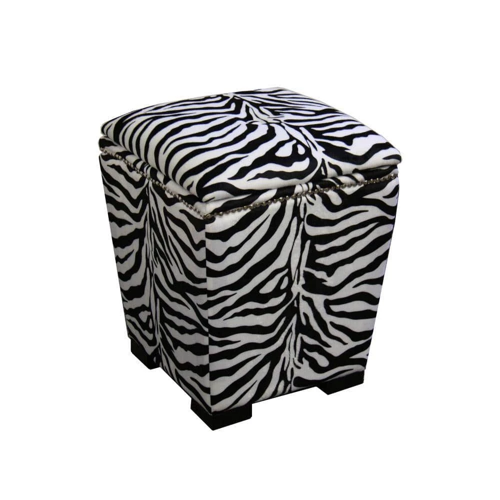19.5 in. Zebra Storage Ottoman by ORE International 3 19.5 in. Zebra Storage Ottoman by ORE International